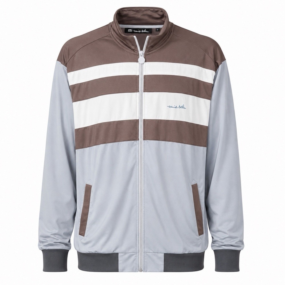 TRAVIS MATHEW Colorblock Track Golf Jacket XL Full Zip Activewear Brown Gray